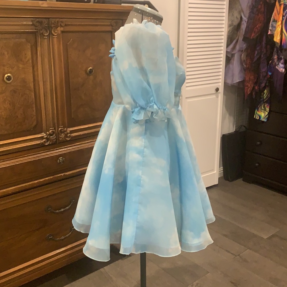 Selkie Light Blue Puff-Sleeve Off-Shoulder Mini Dress - Picture 3 of 5